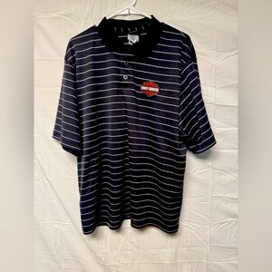 Harley Davidson Polo Shirt Mens Xl Black Striped Southaven MS
